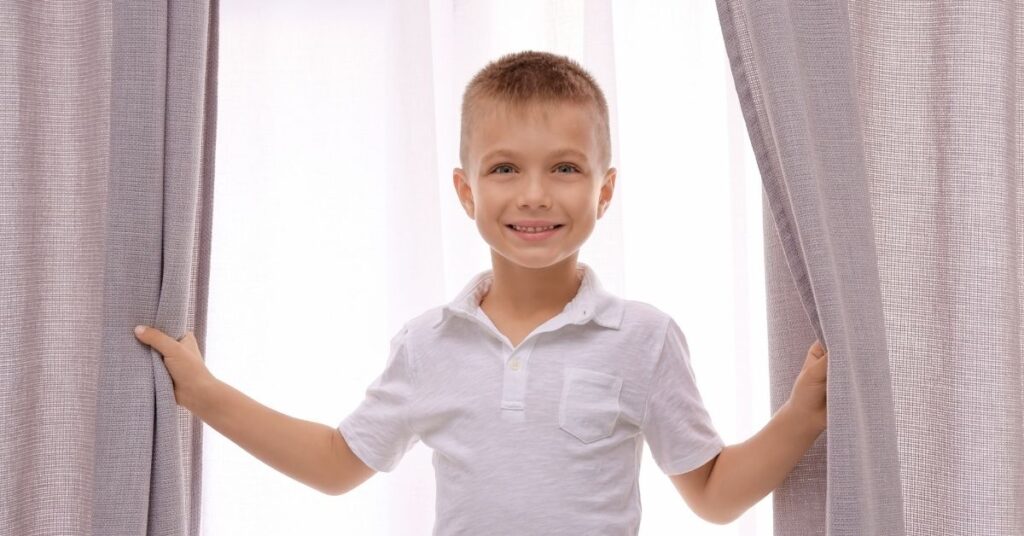Kid with Curtain Cleaning Dubai